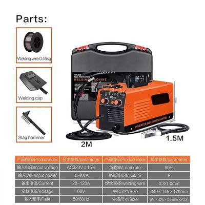 120A Flux Cored Wire Mini Inverter Sem Gás Auto-Escudo MIG Máquina de Soldadura MIG 200